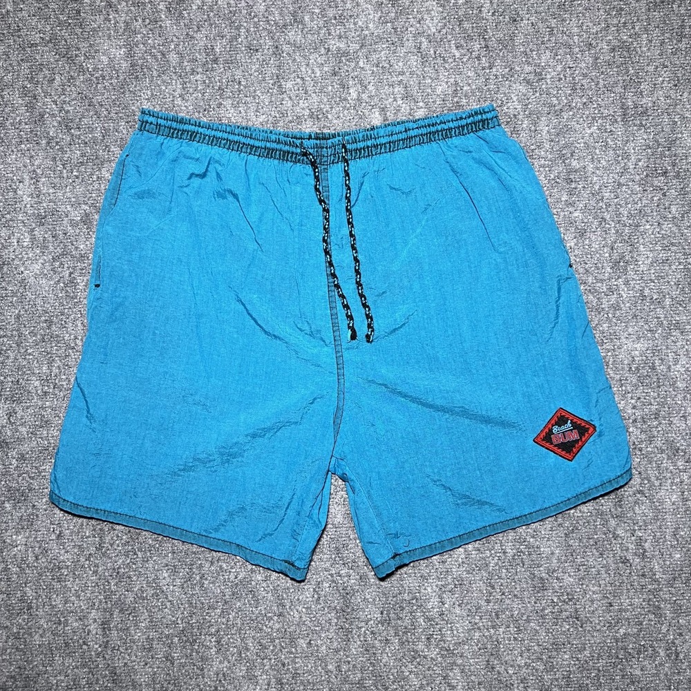 Vintage Mc Gregor Beach Bum Light Blue Swim Trunks Size Large Lined Drawstring
